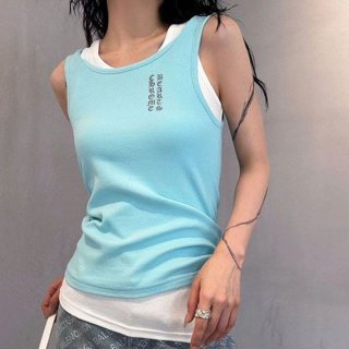 CHROME HEARTS Side Logo Tank Top Vertical Logo Print Kuo81642