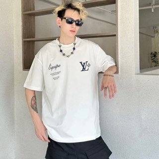 Louis Vuitton Replica Printed Short Sleeve Cotton T-Shirt vuz58588