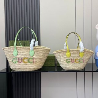 Gucci Logo Mini Straw Tote Bag? Fake 782381