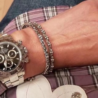 Cheap Chrome Hearts Replica Cross Band Bangle 925 Silver Kub58086 with Tracking