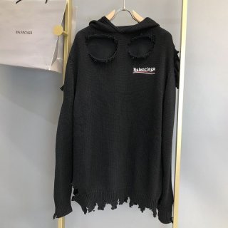 Balenciaga Political Campaign Destroyed Hoodie Replica Knitwear Black 662718T32121069