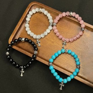 Chrome Hearts CH Plus Beads Cross Bracelet Turquoise Replica Kue37994