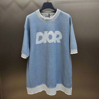 Stylish Dior logo parody Tramart knit T-shirt dee33432