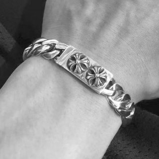 ★Japan!! Popular! Chrome Hearts Fancy Link Bracelet 15 Links Fake Kul48265