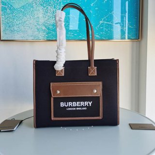 Burberry FREYA Leather & Canvas Tote Bag Replica Mini 80557491