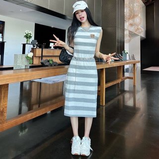 Miu Miu Cotton Silk Fake Striped Polo Dress myd68320