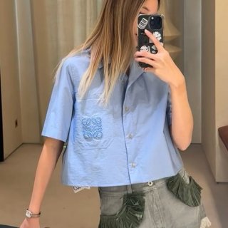 n-grade recommended Loewe anagram embroidered cotton blend shirt parody lor90868