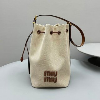 ★Popular in Japan! Miu Miu N-grade canvas x leather bucket bag myf93994