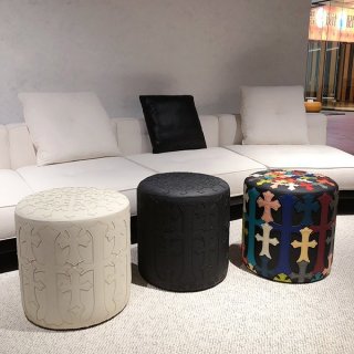 CHROME HEARTS COPY STOOL Black Leather Cross Patch 3 Colors Kuy40667