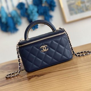 Very popular Chanel Vanity Navy Champagne Gold shs55355