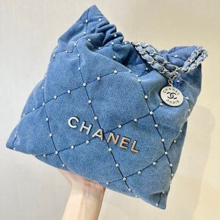 Convenient Chanel 22 denim handbag replica shr77041