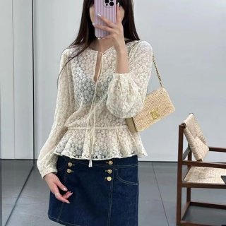 Extremely eye-catching! Celine embroidered tulle top replica Ceg13196