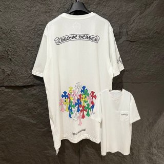 Chrome Hearts Replica Scroll Multicolor Colorful Cross T-Shirt Kue54267