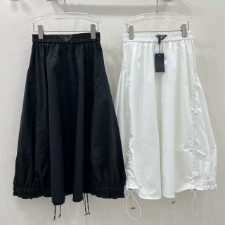 Prada Re-Nylon Leather Trim Replica Midi Skirt pux85639