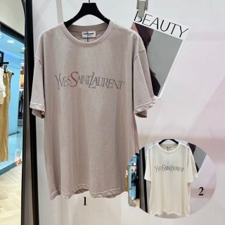 Free shipping Saint Laurent replica signature logo T-shirt in 2 colors Sap93811