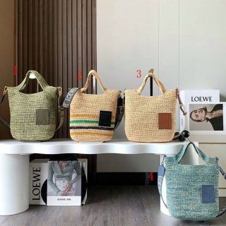 Loewe Slit Bag - Mini Striped Raffia & Calfskin lou27600