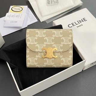 New design Celine Parody Triomphe canvas compact wallet Cer29818