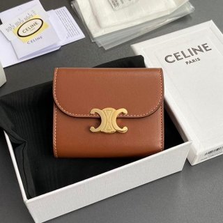 [Very easy to use] Celine fake small wallet Triomphe wallet olive Cew45582
