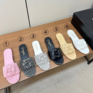 The colors stand out! Chanel Camellia Mule Sandals, Camellia Dot, 6 colors, G45499