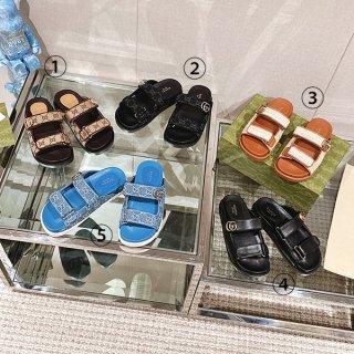 Hard to find Gucci GG women's leather sandals replica in 5 colors guj69044