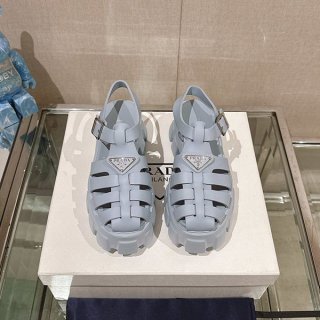 Prada Monolith Rubber Sandals Fake Logo Platform Strap Mules 1X853M3