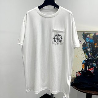 ☆Chrome Hearts Copy☆Horseshoe White Cotton T-shirt Kuf14176