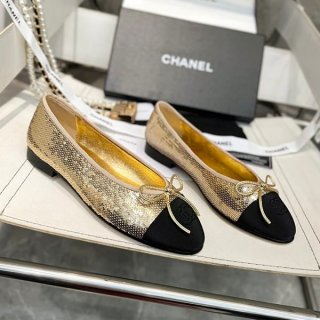 Hard to find fake Chanel CC logo ballerina shoes shn35933