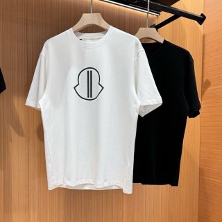 High quality???Moncler logo T-shirt replica black & white mol72129