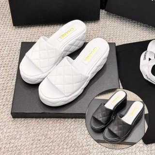 Free shipping Chanel n-grade sandals mules thick sole camellia 2 colors sho21151