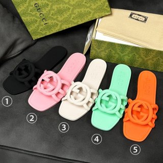 Only a few left ☆ Gucci logo rubber slide sandals replica 5 colors gum04899