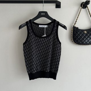 Loved by many celebrities! Dior Oblique Tank Top, Grade N? Black det69497