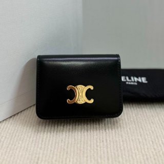 ★Popular in Japan! Celine Replica Triomphe Calfskin Compact Wallet 10K623DPV