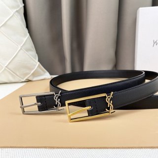 Rare Saint Laurent replica, monogrammed thin belt with square buckle, 2.0cm, Sau52110