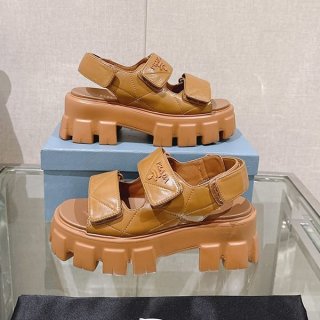 Cute Prada Monolith Nappa Leather Sandals Replica pun89230