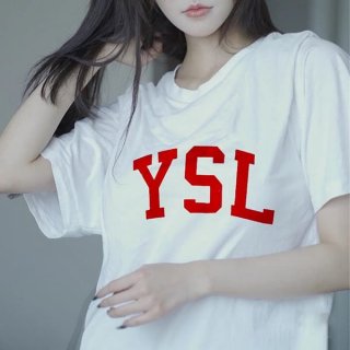 Best price challenge Saint Laurent signature logo T-shirt n grade Saq65188