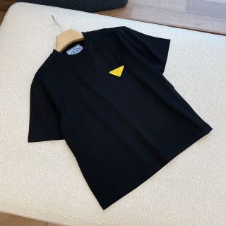 New limited edition Prada yellow logo T-shirt fake & black 98339