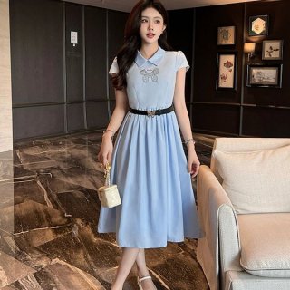 Competitive Dior short sleeve dress replica ★ blue & white deq12813