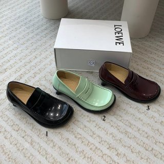 Latest and stylish Loewe fake calfskin round toe loafers in 3 colors lod02005