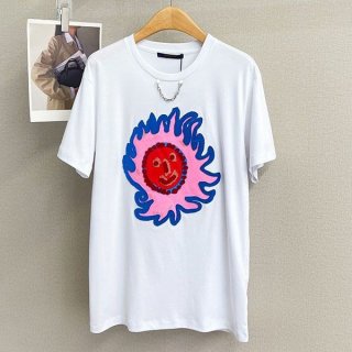 Louis Vuitton collaboration T-shirt copy top white short sleeve face 1AB869