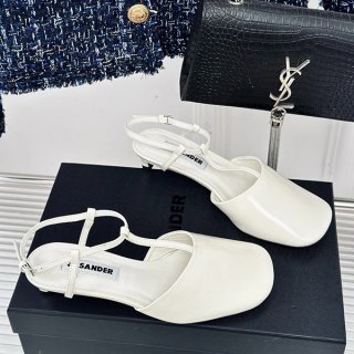 Jil Sander Cheap Ankle Strap Leather Square Heel Sandals Jie68787
