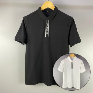 Eye-catching colors Moncler logo cotton piqué polo shirt fake 2 colors mop98931