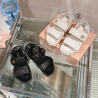 Miu Miu Sporty Matelasse Leather Sandals Replica 2 Colors 5X135EF01088T