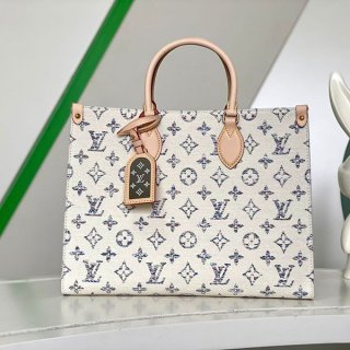 Very popular!Louis Vuitton On the Go Replica MM Monogram Embroidered Tote Bag M24708