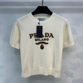 Fashionable? Prada logo baby cashmere knit short sleeve copy pue48729