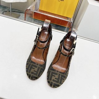Super popular Fendi Zucca heel pumps replica fez32927