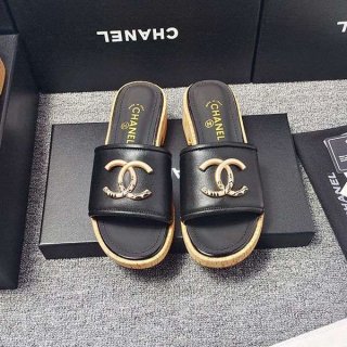New color release ☆ Chanel black tweed sandals parody shy45471