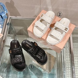 ☆Super popular☆Miu Miu Matelasse Nappa Leather Slide Sandals Replica 2 colors 5XX640