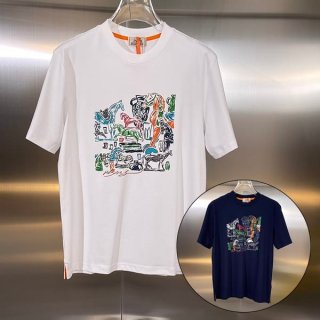New design Hermes parody capsule sports cut and sewn T-shirt in 2 colors erx72821