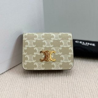 Free shipping Celine Triomphe canvas compact wallet replica 10K622CQH