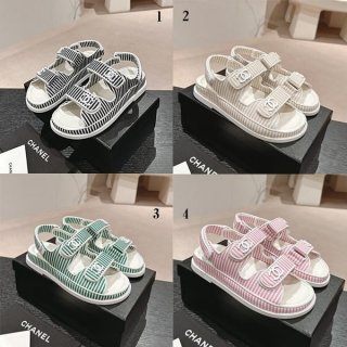 Chanel parody border CC logo hooded sandals loved by many celebrities, 4 colors shs04659